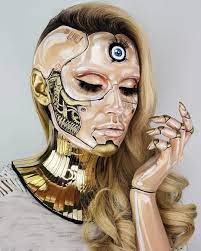 Pintura Corporal Criada Pela Artista Vanessa Davies The Wigs And Makeup Manager Beautiful Halloween Makeup Futuristic Makeup Robot Makeup
