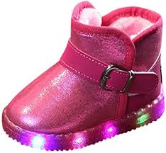 Amazon Com Baby Toddler Boys Girls Led Light Up Shoes Snow Boots 1 6 Years Old Kids Luminous Winter Warm Sneakers Boots Clothing