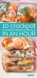 Make 10 Crockpot Chicken Freezer Meals In An Hour Chicken Freezer Meals Slow Cooker Freezer Meals Freezer Meals