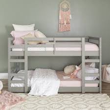 Manor Park Solid Wood Twin Over Twin Floor Bunk Bed Grey Walmart Com Bed For Girls Room Girls Bunk Beds Bunk Beds For Girls Room