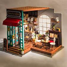 1 24 Miniature Dollhouse Diy Kit Simon S Coffee With Etsy In 2021 Miniature Rooms Diy Dollhouse Dollhouse Kits