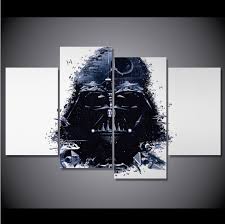4 Piece Multi Panel Modern Home Decor Framed Star Wars Darth Vader Wall Canvas Movie Star Wars Wall Canvas Customized Canvas Art Darth Vader Painting Canvases