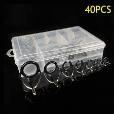 palight 40 pcs fishing rod guide tips set repair kit diy eye rings multi sizes with box intl