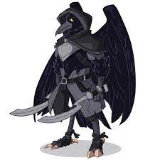 Female Male Kenku Blackhair Yelloweyes Hooded Fighter Rogue Lightarmor Mediumarmor Halfplate Sickle Scim Character Portraits Art Fantasy Character Design