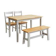 If storage would take up needed so my only hesitation with this idea is that i can't decide just how practical bench seating is at a dining table. Buy Habitat Chicago Solid Wood Table Bench 2 Grey Chairs Dining Table And Chair Sets Argos Gray Dining Chairs Solid Wood Table Solid Wood Table Tops