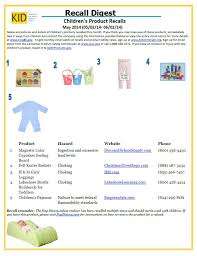 May 2014 Recall Digest Http Www Kidsindanger Org Wp Content Uploads May 2014 Recall Digest Pdf Recall Childrens Thinking Of You