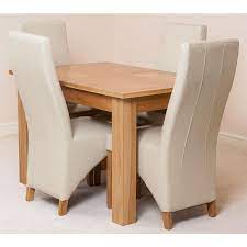 Shop our range of dining tables and chairs online at home essentials today! Hampton Dining Set With 4 Ivory Chairs Oak Furniture King