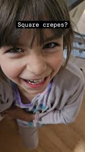 I couldn't quite figure out why this is crepe square and then all of a  sudden hit me., #crepes, #dadication, #kids