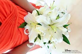 The Official Disney Weddings Blog Bridesmaid Flowers White Lily Bouquet Bridesmaid Bouquet White