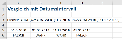 Wollen wir den letzten tag im januar berechnen würde die formel so aussehen: Excel Datum Vergleichen Datumsintervall Verwenden Tippscout De