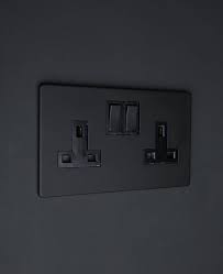 Black Socket Double Plug Socket With Black Or White Inserts Black Light Switch Sockets Light Switches And Sockets