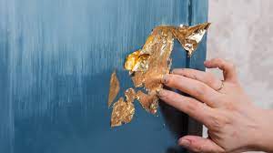 Tuck the gold leaf backed shelf liner into the frame, and cover with the original glass. How To Apply Gold Leaf To Furniture And Fusion Mineral Paint Youtube