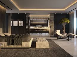 A classy master bedroom with big drawers , mirrors, a closet with bath tub and a shower. View For Our Dazzling En Suite Classy Contemporary And Completely Luxurious Interiors In Luxurious Bedrooms Luxury Bedroom Master Modern Luxury Bedroom
