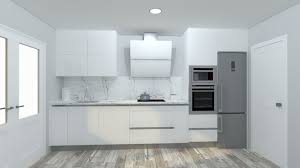 Completamente en blanco alto brillo y con mesada de granito, piedra natural. Cocina Blanca Lacada Con Isla Arnit