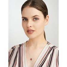 Forever Facets Platinum over Sterling Silver Simulated Ruby Paw Print  Necklace