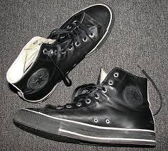 Black And White Chucks Mens White Trimmed Black Leather Converse All Star Leather Converse Sneakers Men Fashion Black Leather Converse