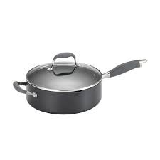 Anolon Advanced Hard Anodized Nonstick 4 Quart Covered Saute With Pour Spouts And Helper Handle Gray Gourmet Cooking Non Stick Pan