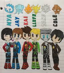 Original Art By Lucky Disney Lori Ninjago Drawing Art Nya Jay Kai Lloyd Zane And Cole Lego Ninjago Lego Ninjago Movie Lego Ninjago Lloyd