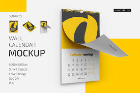 It is very useful to make a schedule of routine tasks because anything can be easily skipped from one's mind. Wall Calendar V01 Mockup Set In Stationery Mockups On Yellow Images Creative Store