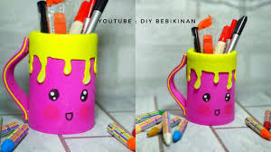 Cara Membuat Tempat Pensil Dari Kardus Pen Holder Tutorial Eva Foam Spons Eva Kawaii Diy Di 2020 Tempat Pensil Kardus Pola Doodle