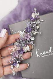 Violet Grey Hair Vine Floral Wedding Piece Purple Bridal Etsy In 2021 Bridal Hair Accessories Headband Hair Accessories Evening Jewelry