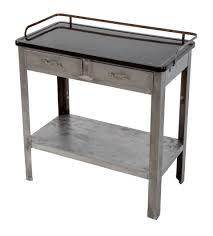 Refinished Early 20th Century Antique American Medical Stationary Brushed Metal Hospital Room Side Table With Two Pull Out Drawers And Intact Black Porcelain En Medical Furniture Medical Cabinet Furniture