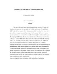 This is part of the criteria to be met to collect the loan. Performance And Risk Empirical Evidence From Rhb Bank Munich Personal Repec Archive