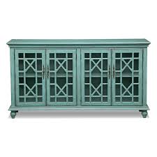 Grenoble Media Stand Accent Consoles Teal Cabinets Glass Cabinet Doors