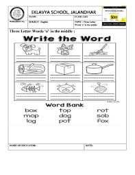 Three Letter Words With O In The Middle Worksheet Phonics Worksheets Free Three Letter Words Phonics Worksheets