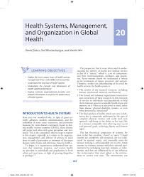Pdf Health Systems Management And Organization In Global Health
