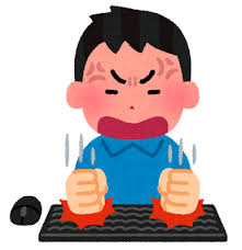 キーボードに八つ当たりする人のイラスト（男性） | かわいいフリー ...