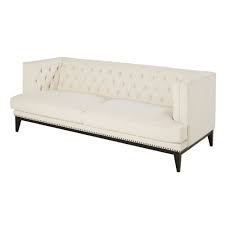 Canape Capitonne 3 Places Blanc Casse Mortimer Maisons Du Monde