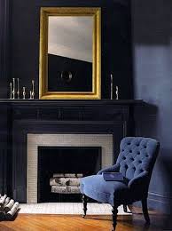 Black And White Fireplace Wall Dark Blue Walls And Mantle High Contrast With White Bricks And Tile On The Fireplace Home Yellow Room Blue Rooms