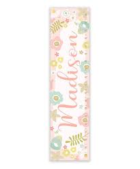 Finny And Zook Pink Floral Script Personalized Growth Chart