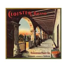 Cloister Brand Riverside California Citrus Crate Label Art Print Lantern Press Art Com In 2020 Crate Label Fruit Crate Label Vintage Fruit Crate Label