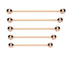 Straight barbell through two cartilage piercings offers a ton jewelry design possibilities. Rose Gold Industrial Bar With Balls 1 6mm X 42mm Buy Online In Madagascar At Madagascar Desertcart Com Productid 64095239