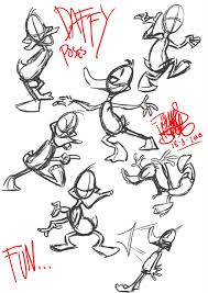 Daffy Duck Poses Drawing For Inking Cartoon Drawings Drawings Character Design