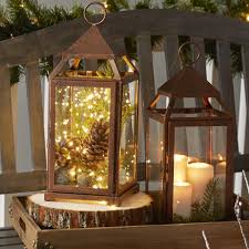 Lantern With Pinecone And Fairy Lights Christmaslightsbackyard Lanterns Decor Christmas Lanterns Wooden Lanterns