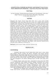Tugasan / kerja kursus sejarah pt3 2018 : Pdf Kondisi Sosial Ekonomi Dan Budaya Masyarakat Pulau Pulau Kecil Sebagai Suatu Realitas Studi Kasus Kepulauan Raja Ampat Selvi Tebay