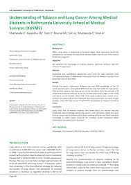Pdf Understanding Of Tobacco And Lung Cancer Among Medical Students In Kathmandu University School Of Medical Sciences Kusms
