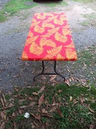 Hawaiian Printed Elastic Fitted Table Cloth 6 Feet In Length Water Proof Treated And Machine Washable Fitted Tablecloths Table Cloth Outdoor Blanket