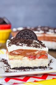 A crust (use any cookie you want: No Bake Banana Split Oreo Dessert Lasagna