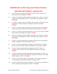 Solving the ideal gas equation of state for p, we find: Doc Answer Key For More Gas Law Practice Problems Ideal Gas Law Problems Solution Key Alexis Gutierrez Academia Edu