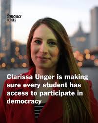 Clarissa Unger is a Democracy Hero. @uclarissa is the Co-Founder and  Executive Director of the Students Learn Students Vote Coalition, the  largest nonpartisan network in the U.S. focused