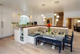 Booth Style Kitchen Table Nantucket Inspired Remodel And Furnish Polished Chrome Oval Glass Pe Kitchen Booths Kitchen Island With Seating Bench Seating Kitchen