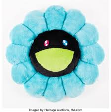 Kawaii kaikaikiki takashi murakami flower pillow cushion. Takashi Murakami Flower Cushion Black And Blue Mutualart