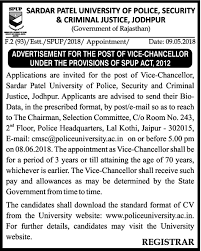 Sardar patel university of police, security and criminal justice is a state university located at jodhpur, rajasthan, india. Jobs In Sardar Patel University Of Police Security And Criminal Justice Vacancies In Sardar Patel University Of Police Security And Criminal Justice Opportunities At Sardar Patel University Of Police Security And Criminal