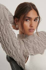 Cable knitting is a style of knitting in which textures of crossing layers are achieved by permuting stitches. Super Short Cable Knit Sweater Grey Na Kd Com