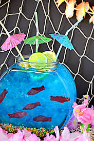 Tilt the 180 ml bottle upside down inside the fishbowl glass. Kid Friendly Fish Bowl Punch