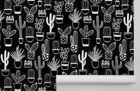 Choose from contactless same day delivery, drive up and more. Naive Cactus Black And White Repeat Pattern Wallpaper Murals Wallpaper